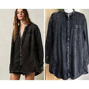 Free People Charcoal Jean Jacket
